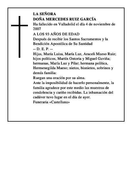 DOÑA MERCEDES RUIZ GARCÍA