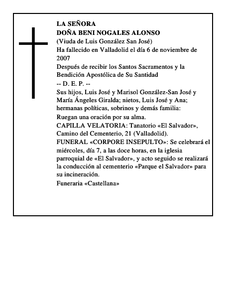 DOÑA BENI NOGALES ALONSO