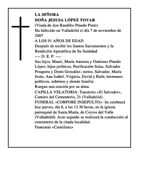 DOÑA JESUSA LÓPEZ TOVAR