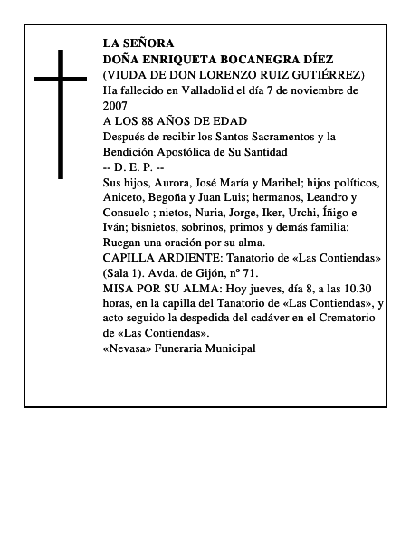 DOÑA ENRIQUETA BOCANEGRA DÍEZ