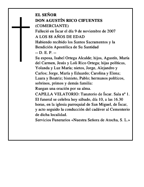 DON AGUSTÍN RICO CIFUENTES