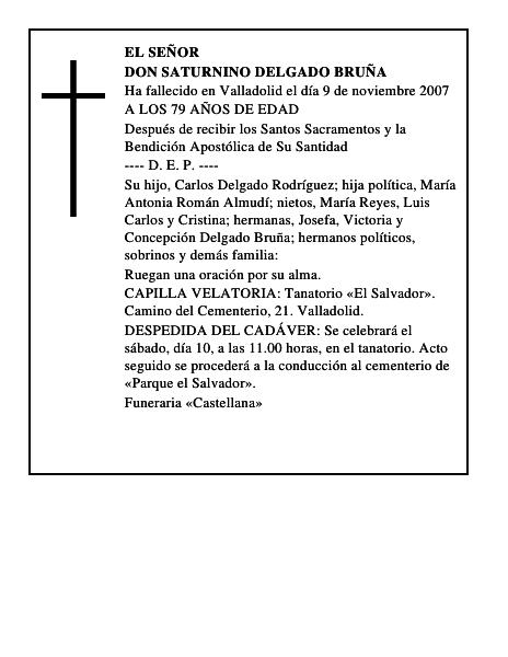 DON SATURNINO DELGADO BRUÑA