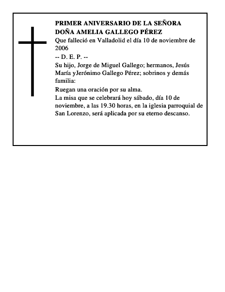 DOÑA AMELIA GALLEGO PÉREZ
