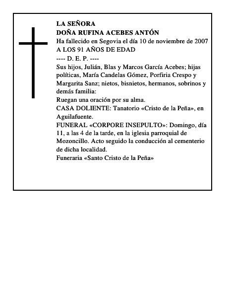 DOÑA RUFINA ACEBES ANTÓN