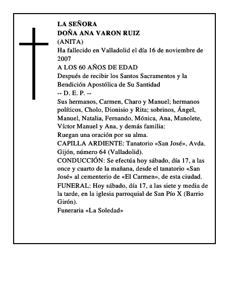DOÑA ANA VARON RUIZ