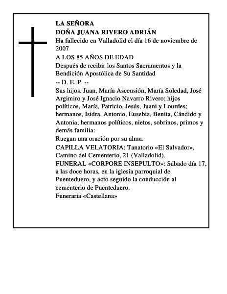 DOÑA JUANA RIVERO ADRIÁN