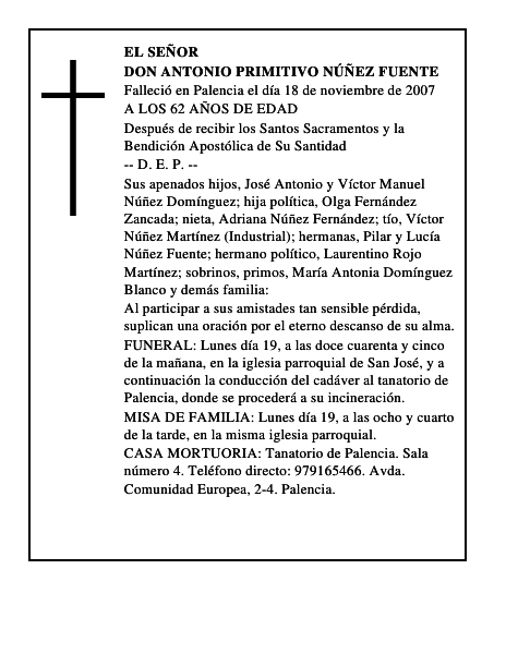 DON ANTONIO PRIMITIVO NÚÑEZ FUENTE