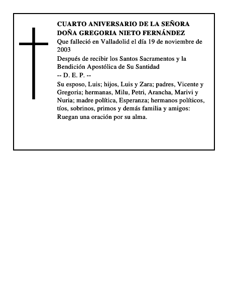 DOÑA GREGORIA NIETO FERNÁNDEZ