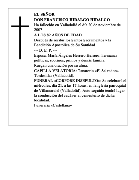 DON FRANCISCO HIDALGO HIDALGO