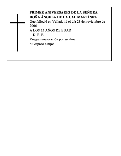 DOÑA ÁNGELA DE LA CAL MARTÍNEZ