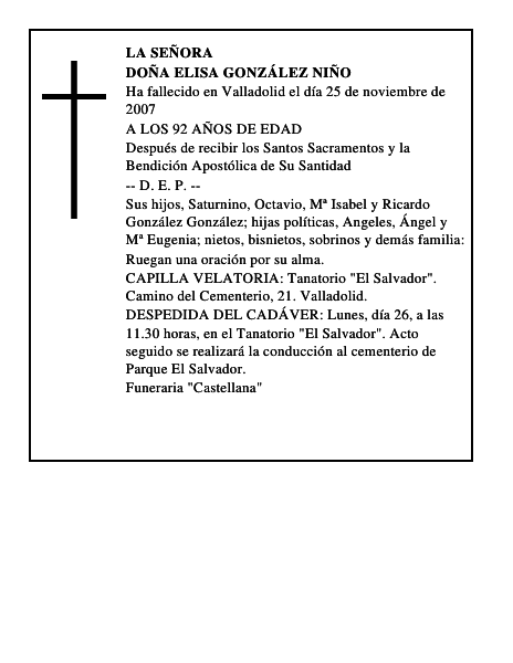 DOÑA ELISA GONZÁLEZ NIÑO