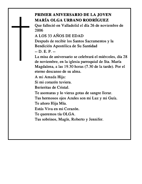 MARÍA OLGA URBANO RODRÍGUEZ