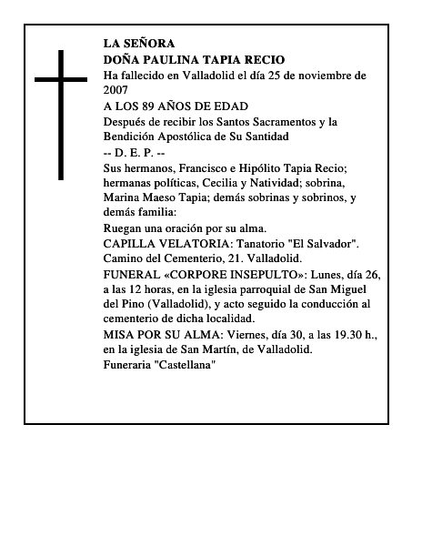 DOÑA PAULINA TAPIA RECIO