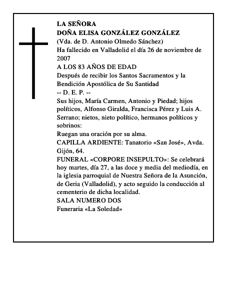 DOÑA ELISA GONZÁLEZ GONZÁLEZ