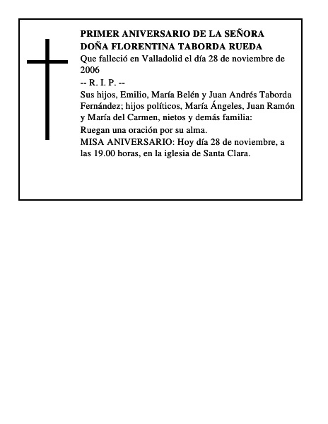 DOÑA FLORENTINA TABORDA RUEDA