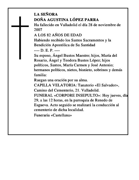 DOÑA AGUSTINA LÓPEZ PARRA