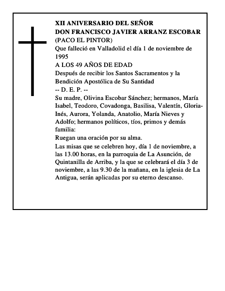 DON FRANCISCO JAVIER ARRANZ ESCOBAR