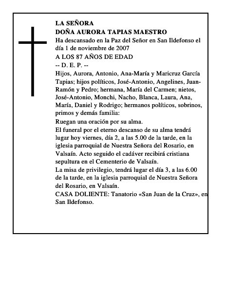 DOÑA AURORA TAPIAS MAESTRO