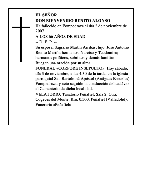 DON BIENVENIDO BENITO ALONSO