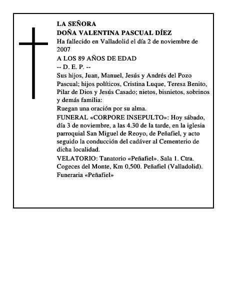 DOÑA VALENTINA PASCUAL DÍEZ