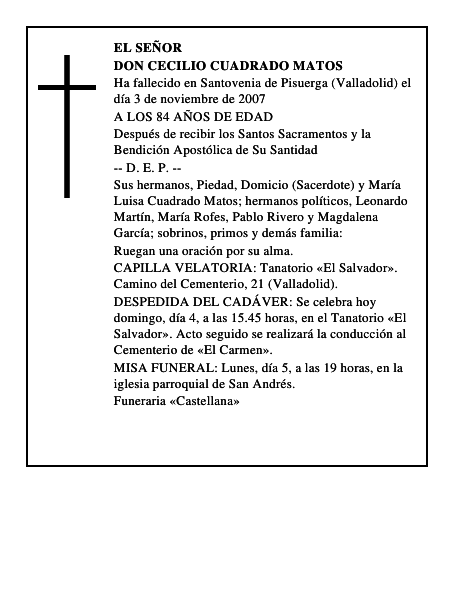 DON CECILIO CUADRADO MATOS