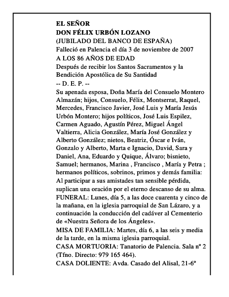 DON FÉLIX URBÓN LOZANO