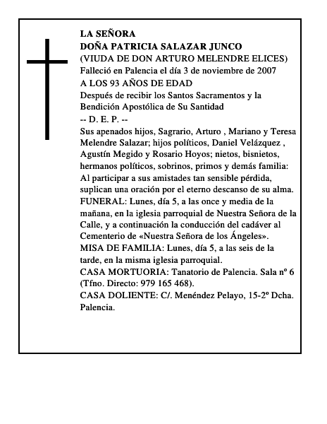 DOÑA PATRICIA SALAZAR JUNCO