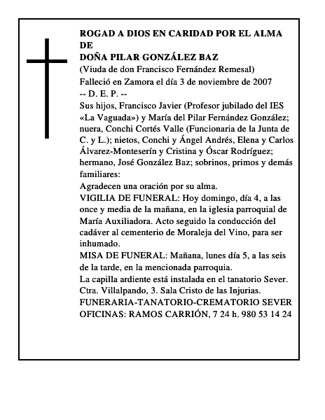 DOÑA PILAR GONZÁLEZ BAZ