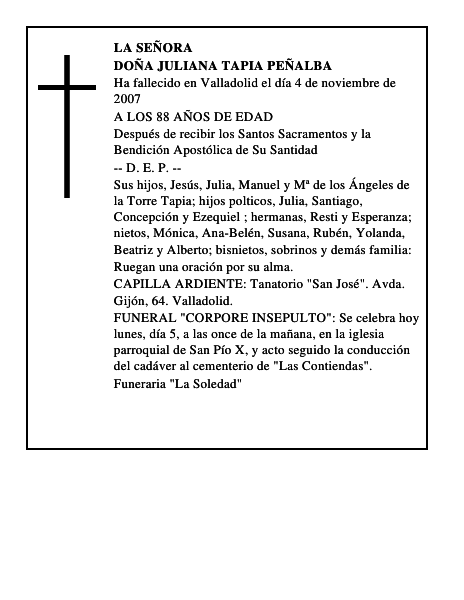 DOÑA JULIANA TAPIA PEÑALBA