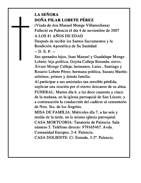 DOÑA PILAR LOBETE PÉREZ