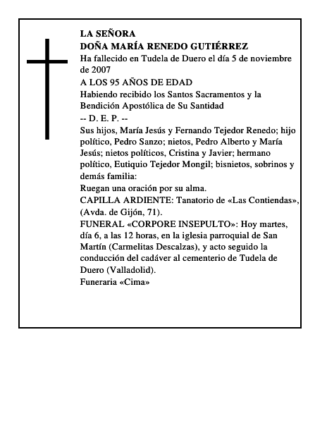 DOÑA MARÍA RENEDO GUTIÉRREZ