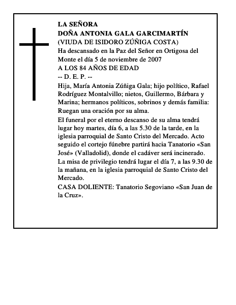 DOÑA ANTONIA GALA GARCIMARTÍN