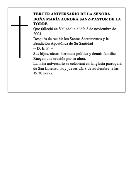 DOÑA MARÍA AURORA SANZ-PASTOR DE LA TORRE