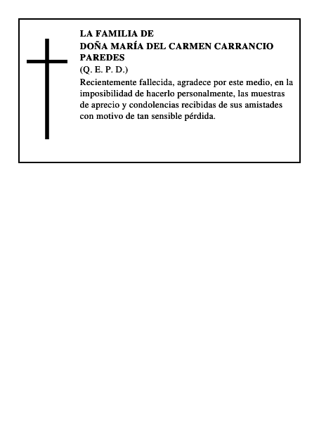 DOÑA MARÍA DEL CARMEN CARRANCIO PAREDES