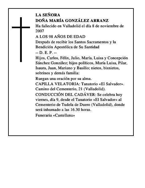 DOÑA MARÍA GONZÁLEZ ARRANZ