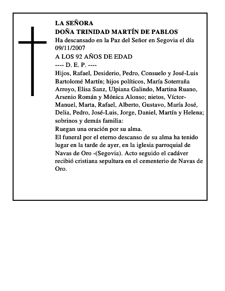 DOÑA TRINIDAD MARTÍN DE PABLOS