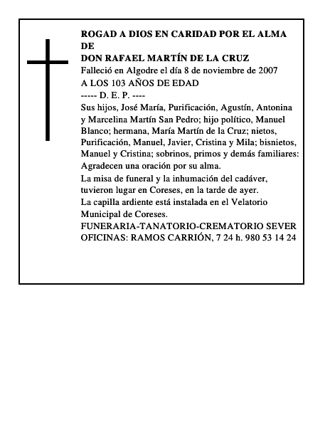 DON RAFAEL MARTÍN DE LA CRUZ