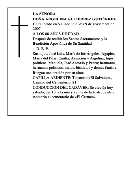 DOÑA ARGELINA GUTIÉRREZ GUTIÉRREZ