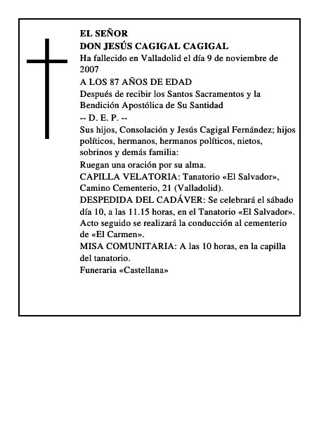 DON JESÚS CAGIGAL CAGIGAL