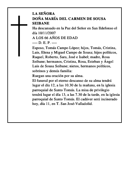 DOÑA MARÍA DEL CARMEN DE SOUSA SEIBANE
