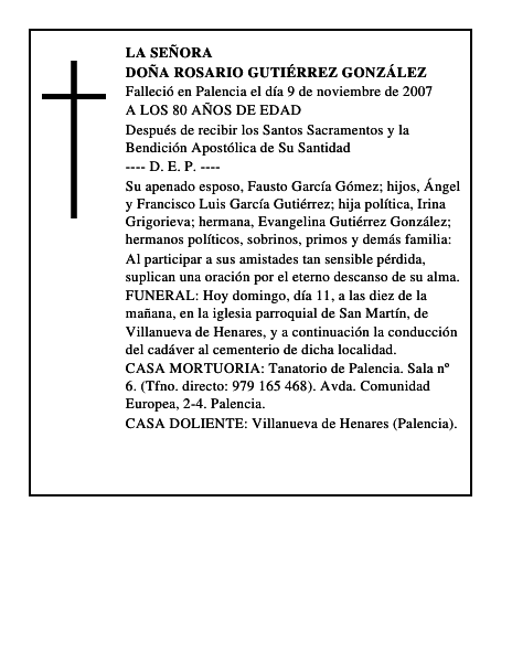 DOÑA ROSARIO GUTIÉRREZ GONZÁLEZ