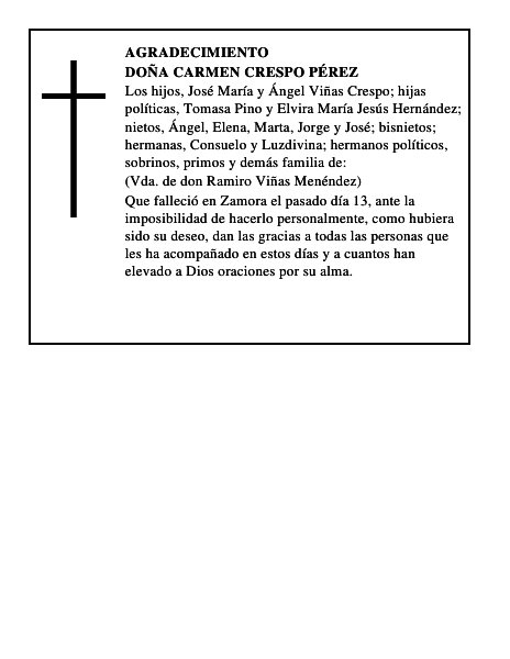DOÑA CARMEN CRESPO PÉREZ
