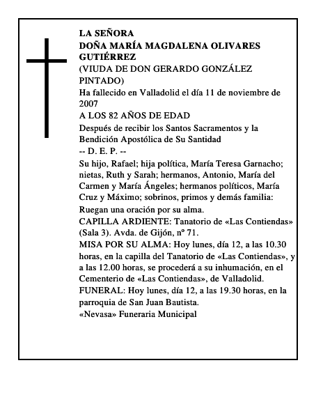 DOÑA MARÍA MAGDALENA OLIVARES GUTIÉRREZ