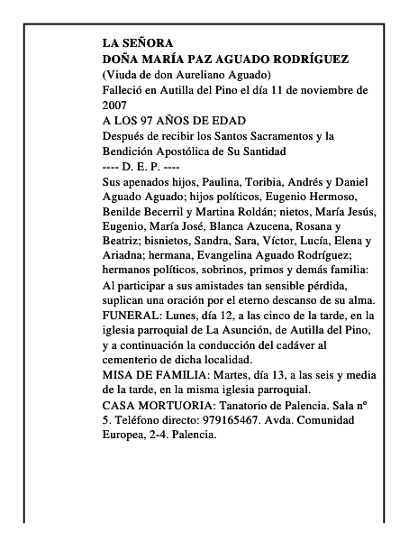 DOÑA MARÍA PAZ AGUADO RODRÍGUEZ