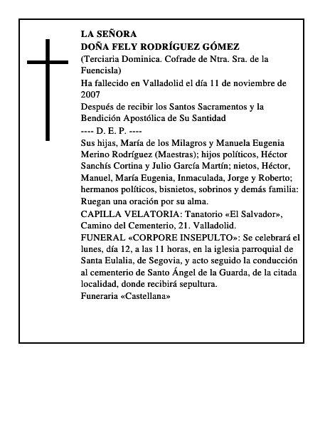 DOÑA FELY RODRÍGUEZ GÓMEZ