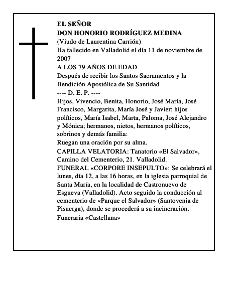 DON HONORIO RODRÍGUEZ MEDINA