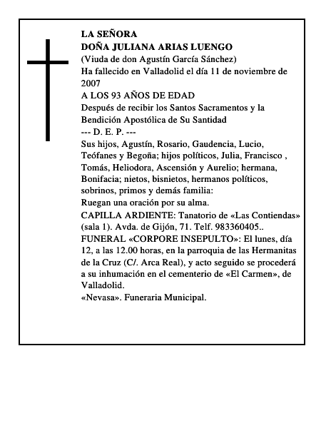 DOÑA JULIANA ARIAS LUENGO