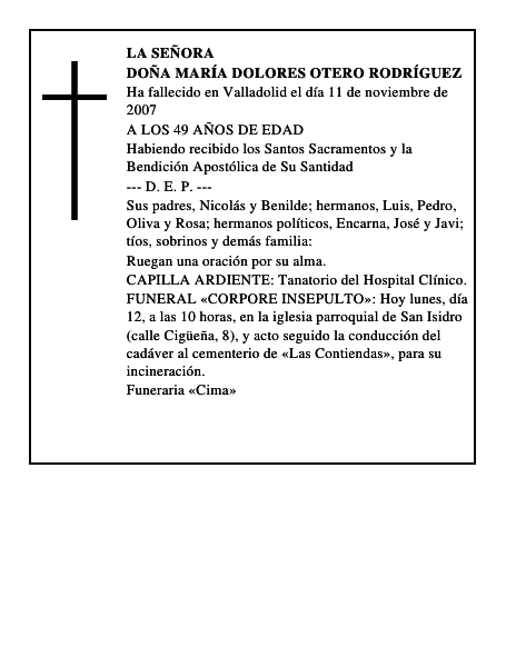 DOÑA MARÍA DOLORES OTERO RODRÍGUEZ
