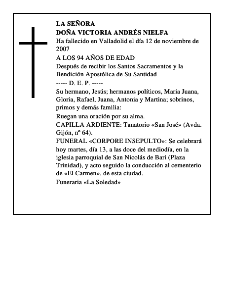 DOÑA VICTORIA ANDRÉS NIELFA