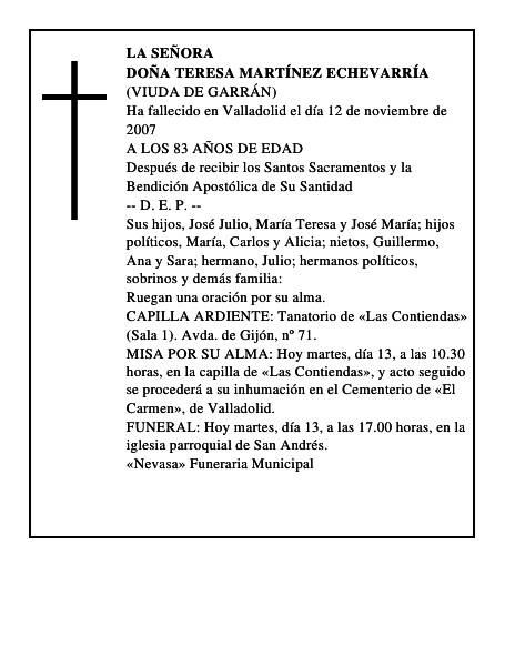 DOÑA TERESA MARTÍNEZ ECHEVARRÍA